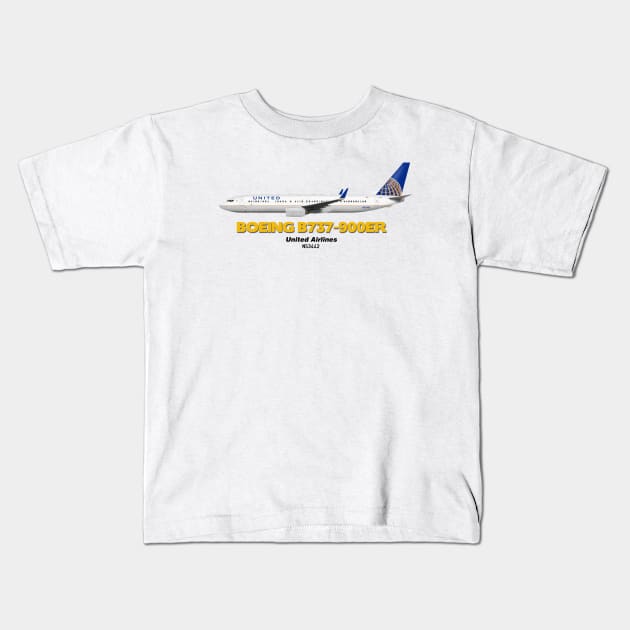Boeing B737-900ER - United Airlines Kids T-Shirt by TheArtofFlying